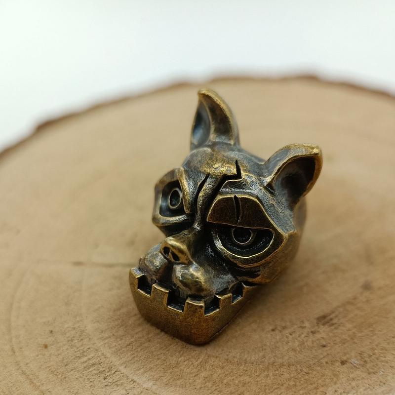 Edc Carry Kit - Bulldog Başlı Pirinç Bıçak Boncuk EDC